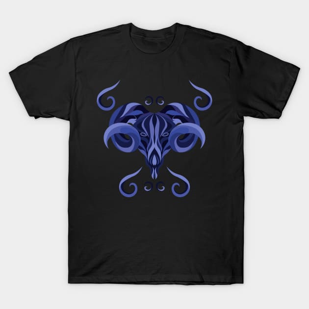 Aries Zodiac Sign - Blue T-Shirt by TeeeeeeTime